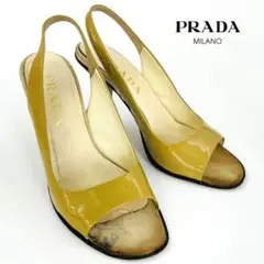 PRADA プラダ オープントゥ エナメル パンプス イタリア製 23.5cm