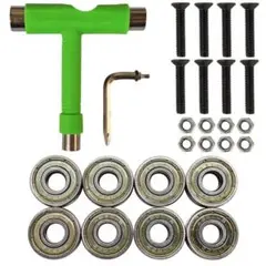 スケートボード 工具 ベアリング ネジ ナット ABEC11 スケボー セット緑