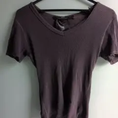 DIRAIN ダークパープル Vネック Tシャツ