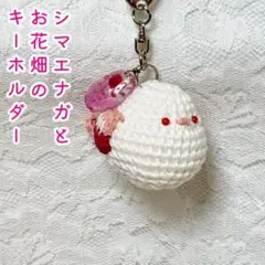 【匿名配送】シマエナガとお花畑のキーホルダー