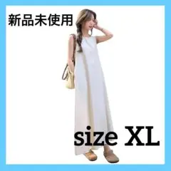 【新品　XL】オープンバックデザイン ノースリーブ ロングワンピース ブラック
