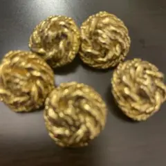 金色ツイストデザインボタン5個セット