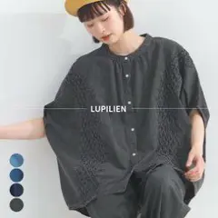 新品未使用。LUPILIEN立体刺繍デニム半袖シャツ