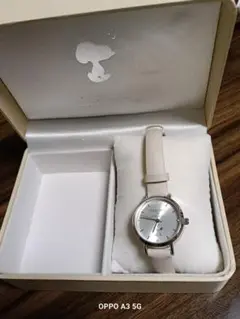 スヌーピー 時計 シルバー レザー