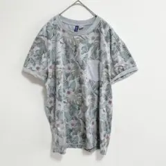 A713★H&M/エイチアンドエム/Ｔシャツ/グレー/花柄/総柄/Ｍ