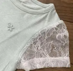 【未使用品】西松屋　半袖Tシャツ　半袖カットソー　（95）ミントグリーン・レース