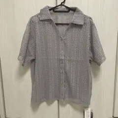 リボンタイスキッパーレースグレーシャツ