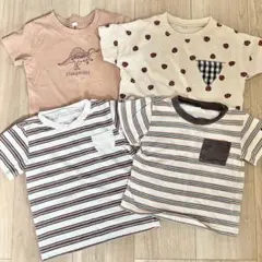 Tシャツ 恐竜刺繍 4枚セット ボーダー