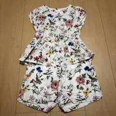 プティマイン 花柄トップス ショートパンツ セットアップ 100cm