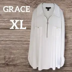 送料込❤GRACE【XL】レディース トップス ホワイト シャツ ブラウス