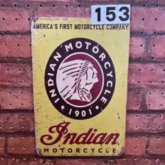 1901年 インド オートバイティンサイン 《153》ブリキ 看板 レトロ風 ☻