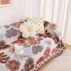 ソファーカバー マルチカバー布 花柄　北欧 韓国 撮影布 ブランケット