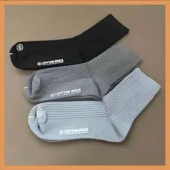メンズ ソックス 3足セット COTTON SPACE リブ クルー丈 靴下