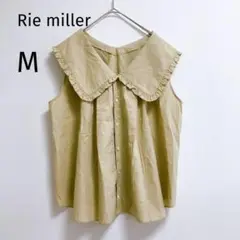 ☆美品　リエミラー　ノースリーブフリルカラーブラウス　ベージュ　M　3698
