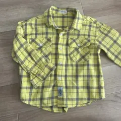 イエロー　チェックシャツ