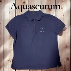 【Aquascutum】ポロシャツ　ネイビー