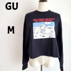 ジーユー　GU　スヌーピー　Tシャツ　長袖　カットソー　M　ブラック