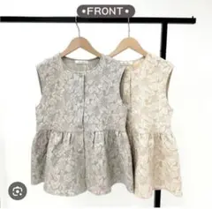 完売品 しまむら Rose Farm ハナガラペプラムジレ ベージュ