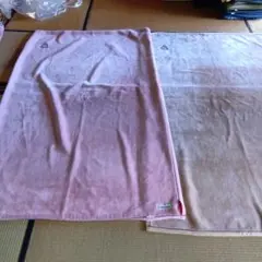 大判ピンク・ベージュ敷毛布セット 2枚月の友＊