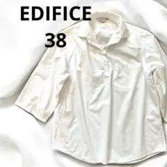 【エディフィスEdifice】ポケットデザイン白ホワイトシャツコットン綿38