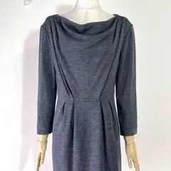 ❤️美品 ロペ グレー アンゴラ ドレープネック ひざ丈ワンピース 36・S