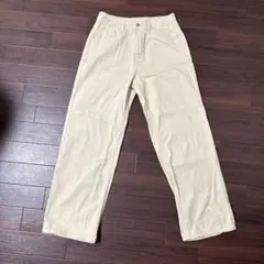 ベージュ ストレートレッグパンツ コットン混紡