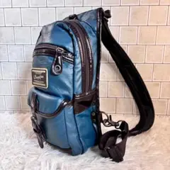 ボディバッグ アンティーク風 ブルー