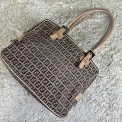 FENDI フェンディ ズッキーノ ハンドバッグ キャンバス レザー ベージュ