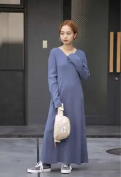 リブニットワンピース