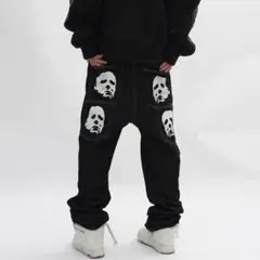 y2k hip hop ラッパー ワイドデニム パンツ Lサイズ