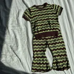 美品&pal uneune セットアップ　透かし編みニット　パンツ　トップス