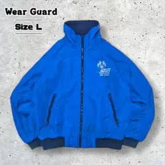 WearGuardウォームアップジャケットシンチラ短丈チームロゴブルー裏フリース