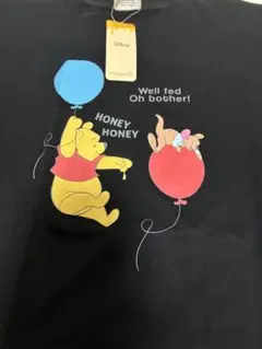 くまのプーさん　Tシャツ ブラック　Lサイズ