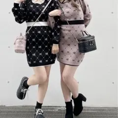 abc une face ジャガードバックリボンワンピース