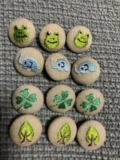 刺繍被せボタン12個セット