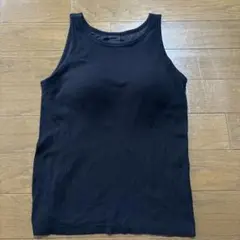 ユニクロ　ヒートテック　タンクトップ　カップ付き　ブラック　L リブ