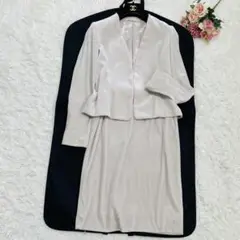 美品♡ ANAYI スカートスーツ ノーカラー ベロア 光沢 近年モデル S相当