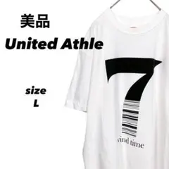 【美品】 ユナイテッドアスレ L Tシャツ ホワイト ロゴ 半袖 コットン