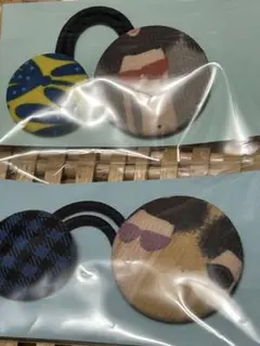【未使用】ハンドメイド　カラフルなデザインのヘアゴム　2個セット