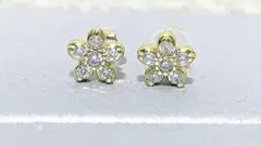 【新品未使用】K18 ジュエリーツツミ ゴールド キャッチピアス フラワー 花
