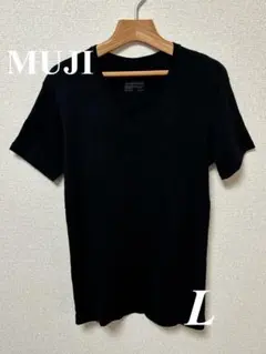 【無印良品】美品 さらっと綿 Vネック半袖Tシャツ L 黒
