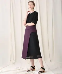 STUDIOUS メッシュコンビアシンメトリー プリーツスカート