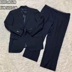 【美品】 ヒロココシノオム ビジネススーツセットアップストライプL ブラック