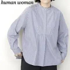 human womanヒューマンウーマン　長袖ストライプシャツ　ブラウス