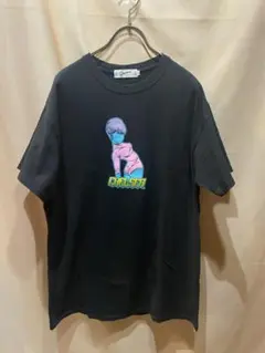 DUNNO アートプリント ブラック Tシャツ dunno キャラクター