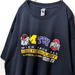ギルダン TCUカレッジフットボールプレイオフ Tシャツ ブラック黒XL古着