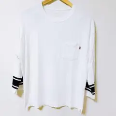 coen コーエン ホワイトブラック 7分袖 Tシャツ