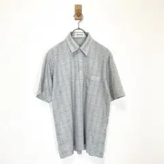 ウェザーコック【M】グレー ポロシャツ チェック 胸ポケット レギュラーカラー