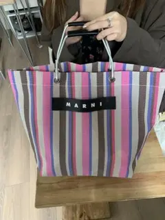 MARNI マルニ ストライプバッグ トートバッグ ピンク×ブルー