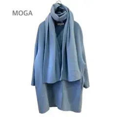 m1327★【モガ♡MOGA】ノーカラーコート マフラーセット シンプル 毛 M